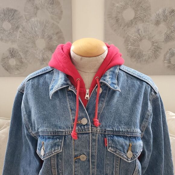 Levi's Ex-Boyfriend Hybrid Hooded Trucker Jacket sz Med - Picture 6 of 15